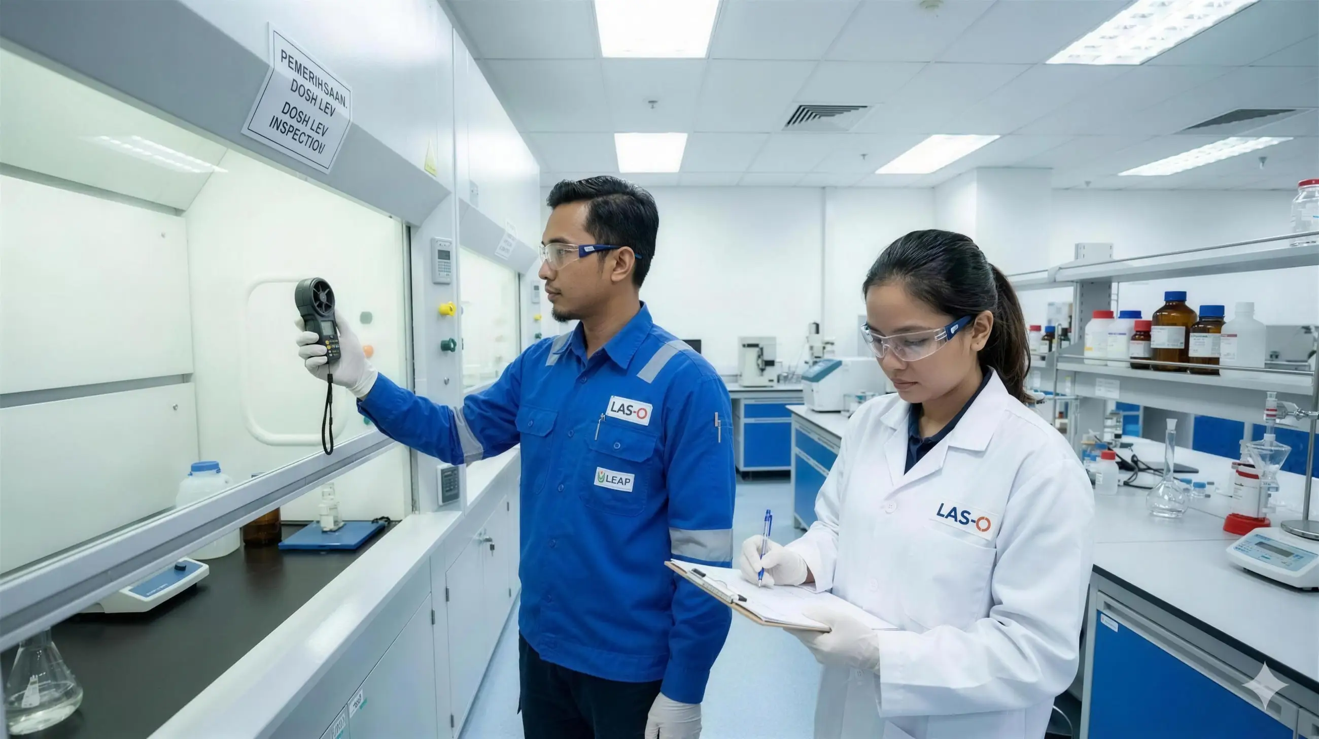 Lab ID engineers commissioning a fume hood on site